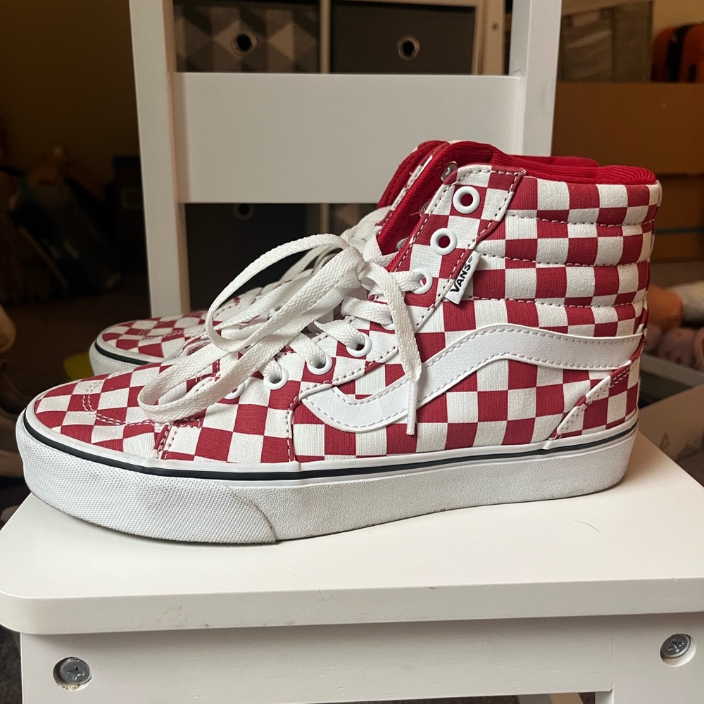 Red Checkered Hightop Vans